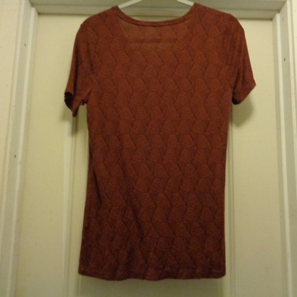 APT 9 BROWN W PATTERNS SPORTS JERSEY TOP S - Picture 3 of 5